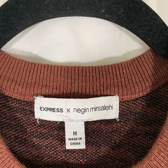 Express Negin Mirsalehi Sweater Dress Womens Medium Brown Animal Print - Picture 3 of 7